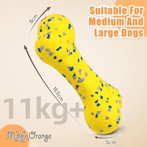 2Pcs Upgrade Bone Dog Balls+Rugby Dogs Toys for Aggressive Chewers (Blue+Yellow-Bone+Rugby-2Pcs)