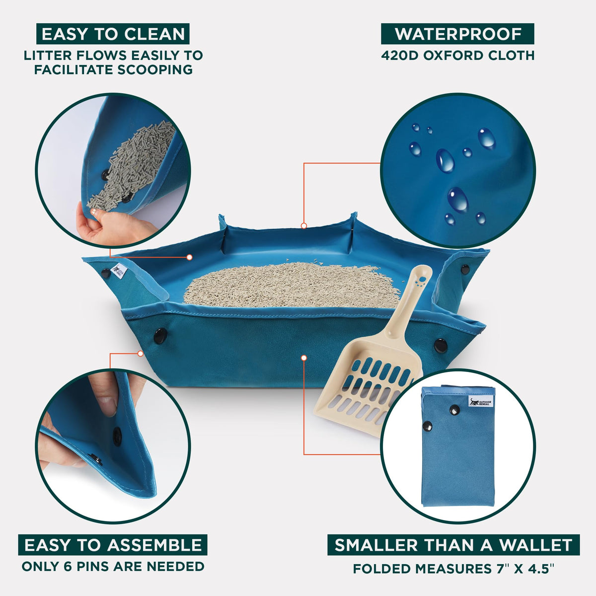 Go Litter™ Portable Travel Litter Box for Cats (Large Tray)