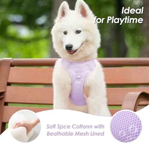 No Pull Dog Harness for Small Sized Dogs (Light Purple / XS(Neck:11.8-16.5", Chest:14.2-19.7"))