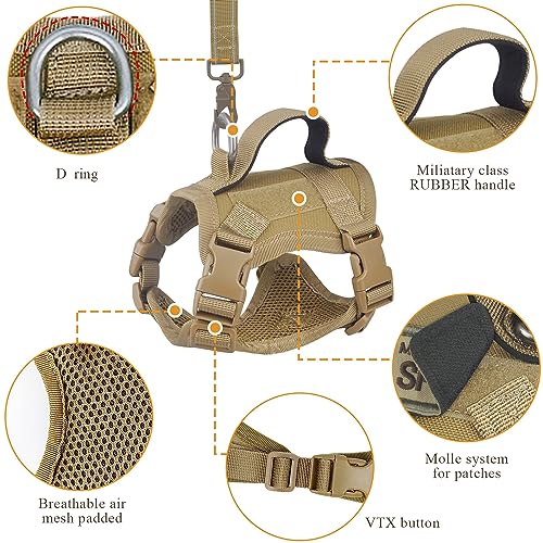 Tactical Cat Harness for Walking Escape Proof (Medium / Khaki)