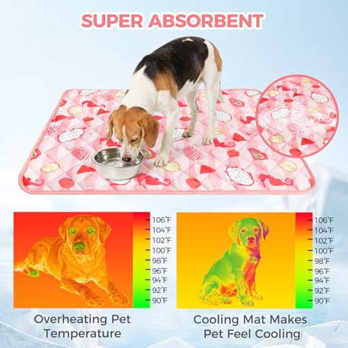 Dog Cooling Mat (Pink Seahorse / Large 27.5IN x 38.5IN)