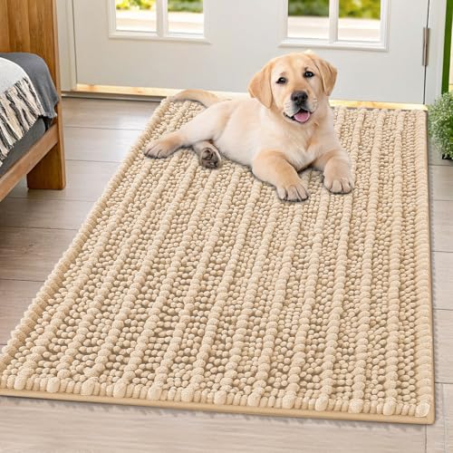Dog Door Mat for Muddy Paws 40x32 (Layered-Beige / 40"X32")