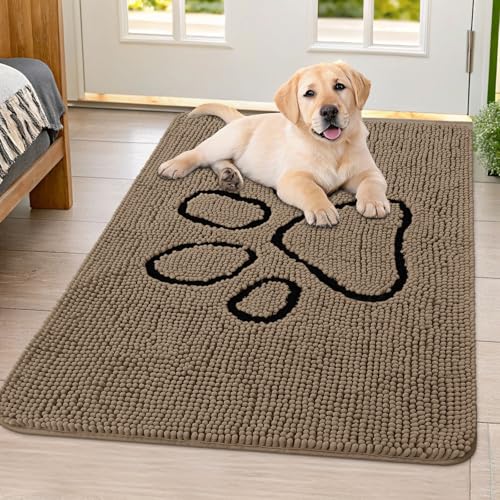 Dog Door Mat for Muddy Paws (40"X32" / Camel and Black)