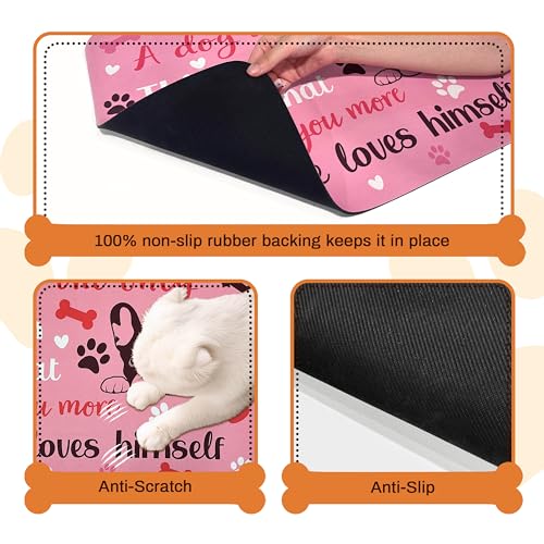Pet Feeding Mat for Floors Waterproof Dog Mat for Food and Water Absorbent Quick Dry Non Slip mat for Cat Bowls (24"L x 16"W / Pink)