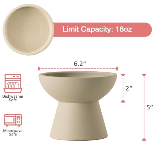 Extra Wide Elevated Ceramic 6.2" Deeper Cat Water Bowl (Pottery Clay-Deeper)