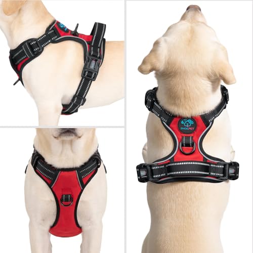 No Pull Dog Harnesses for Small Dogs Reflective Adjustable (Small / Red)