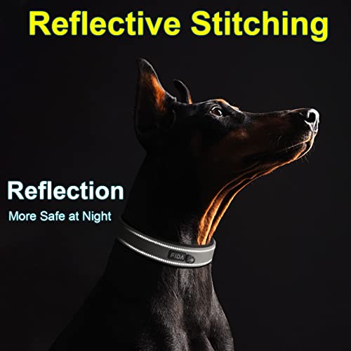 Heavy Duty Dog Collar for Large Dogs with Metal Belt Buckle (Large(19"-23") / Grey)