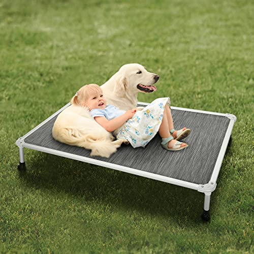 Chew Proof Elevated Dog Bed (Black Silver / 49.0"L x 33.0"W x 9.0"Th)