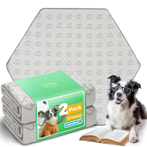 Washable Pee Pads for Dogs (Khaki / 35" Hexagon (2 Packs))