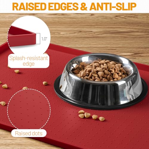 Dog Feeding Mat (Red / 32"l X 24"w)