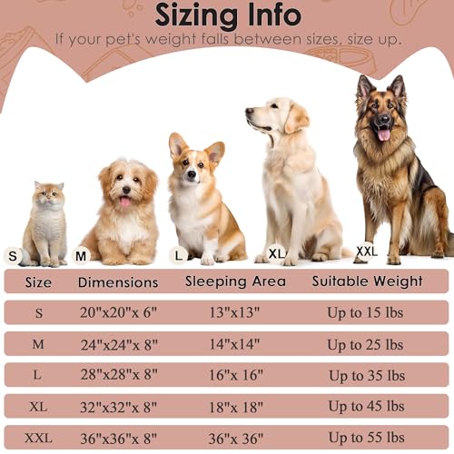 Dogs Bed for Small Dogs (Pink / 24.0"L x 24.0"W x 8.0"Th)