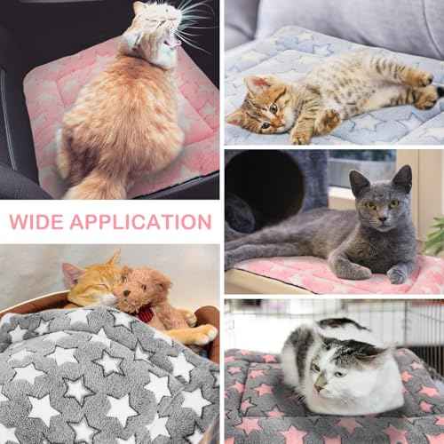 4 Pcs Dog Crate Pads Soft Warm (Rectangular 20 x 30 x 1.6 Inch / Star / Colorful)
