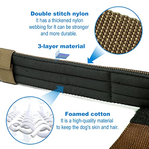 Heavy Duty Tactical Dog Collar with Patch (L/XL – Fits Neck 19.5"-23.5" / Basic Khaki)