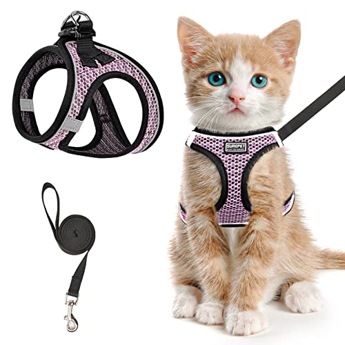 Cat Harness and Leash for Walking Escape Proof (M / Lpink)
