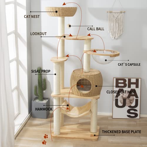 59 Inch Modern Cat Tree Tower for Large Indoor Cats
