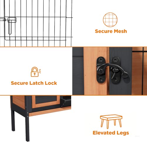 Elevated Rabbit Hutch Indoor & Outdoor (C02 Orange with Black)