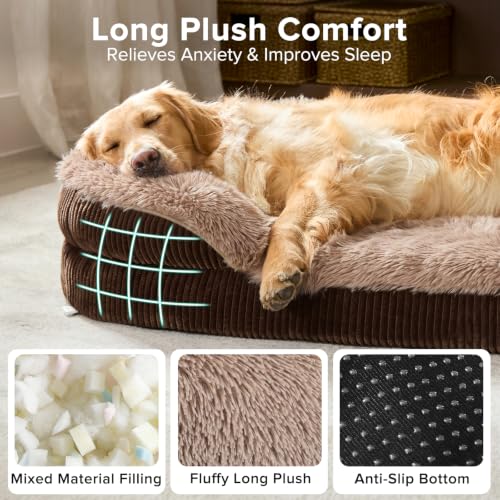 Fluffy Orthopedic Dog Beds Large Sized Dog (Dark Brown / XL (42"x 32"x 7"))
