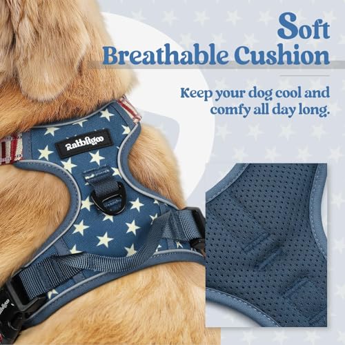 Dog Harness No Pull for Small Dogs with 2 Leash Clips (Small / Blue Star)