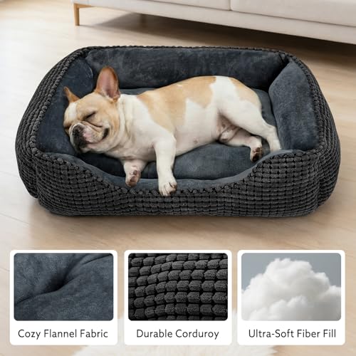 Rectangle Washable Orthopedic Dog Bed for Small (Black / S(20’’x 19’’x 6’’))