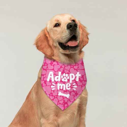 Adopt Me Heart Dog Bandanas for Dogs Adoption Gotcha Day Adopted Dog Bandana Baby Announcement Adopt Me Pets Scarf for Small Medium Dogs & Cats (T)