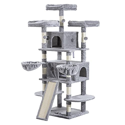 68 Inches Cat Tree (68 in / Light Grey)