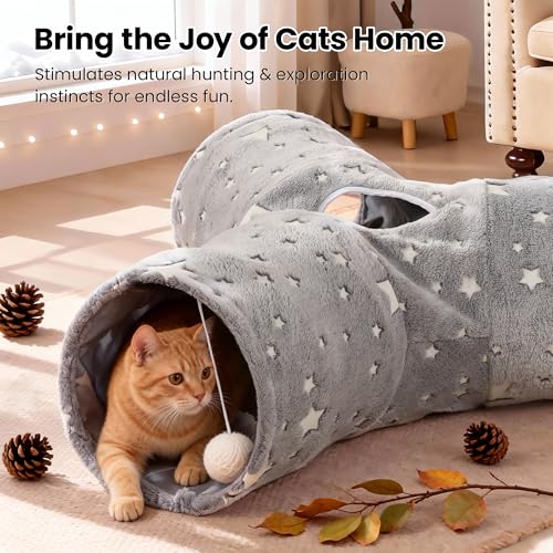 3 Way Cat Tunnel Toy (Grey Self-Luminous / Small)