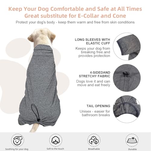 Dog Pyjamas PJS Sweater Clothes and Home Clothing Suitable for Small to Medium Breeds of Dogs (Thin Flower Gray / L)