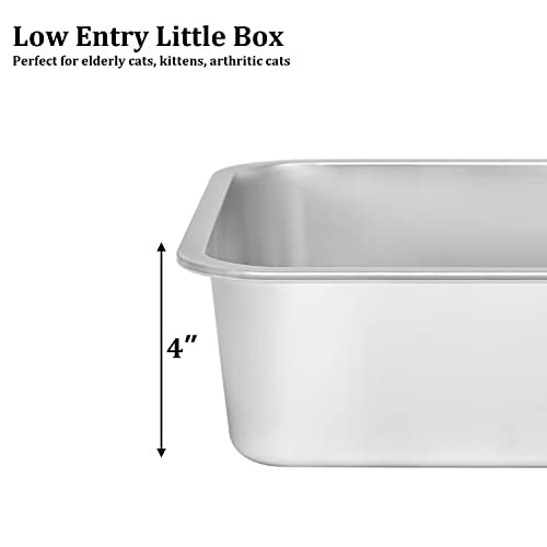 Stainless Steel Cat Litter Box (17.5" L x 13.5" W x 4" H (without Lid))