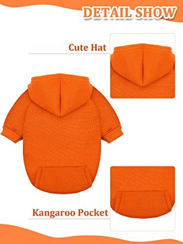 6 Pieces Dog Hoodie Winter Warm Sweater with Hat Small Dogs (S)