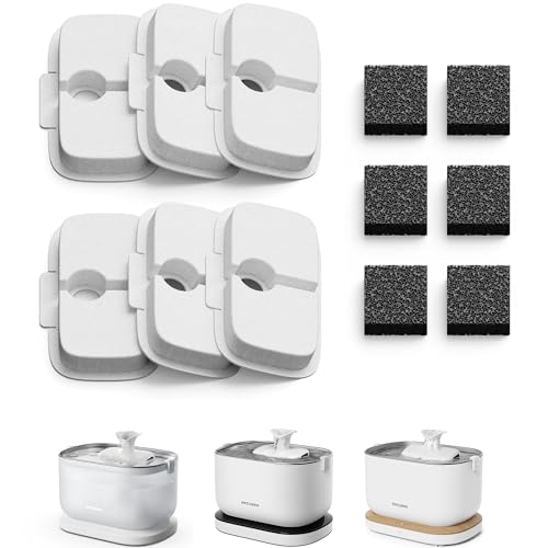 6 Packs Replacement Filters for Dockstream Cat Water Fountain PLWF105 (White / 6 Filters)