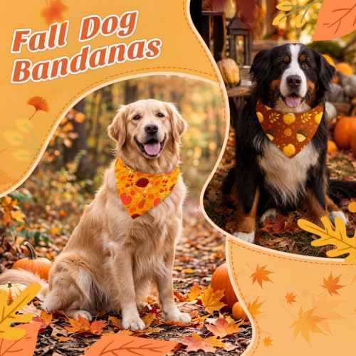 200 Pcs Fall Dog Bandanas Bulk Autumn Leaf Pumpkin Acorn Mushroom (Orange, Yellow,White / Rustic Fall)