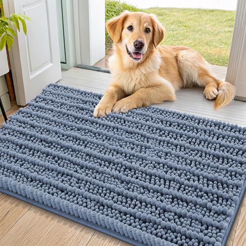 Dog Door Mat for Muddy Paws 34x21 (Layered-Airy Blue / 34"X21")