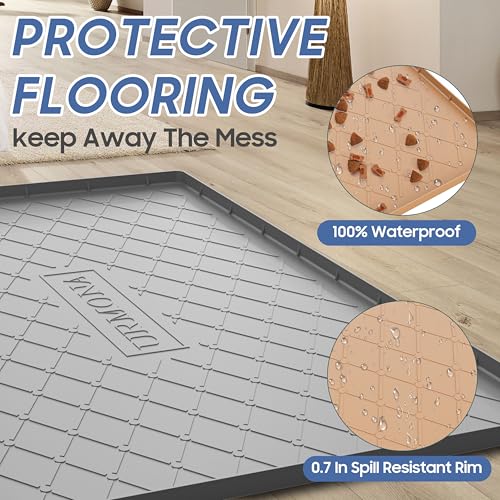Pet Food Mat 40 x 22 in (Light Grey / 40"L x 22"W)