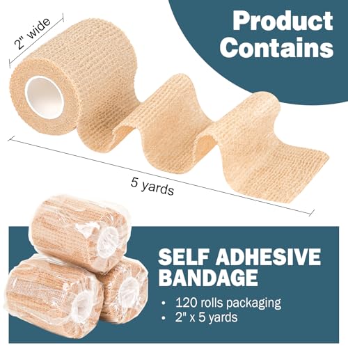 120 Pack Self Adhesive Bandage Wrap (Beige / 2IN - 120Pack)