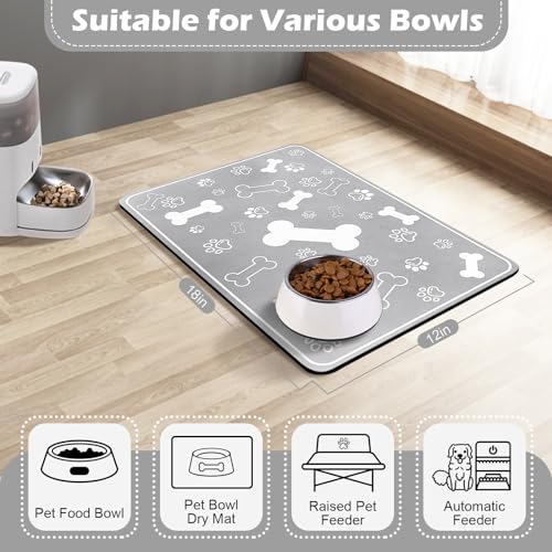 Pet Feeding Mat (18"L x 12"W / Square Grey)