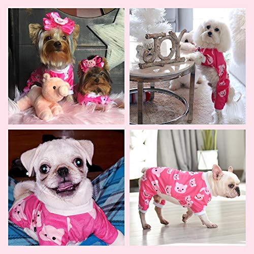 Dog Halloween Pajamas Puppy Onesies Small Dogs Soft Pjs Coat Cat Apparel Comfy Pet Christmas Clothes Outfit Doggie Bodysuit (Large / A04-Pink pig)