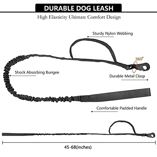 Tactical AirTag Dog Collar Leash Set (L(16.5"-20.5") / Black-SET)
