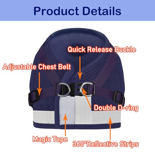 Cat Harness and Leash Set (M (Chest: 12" - 14") / NavyBlue)