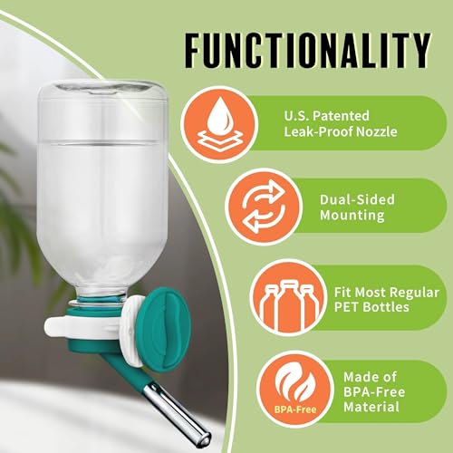 No Drip Small Animal Water Bottle (C128 Green / Guinea Pigs-Small Bunnies-Ferrets)