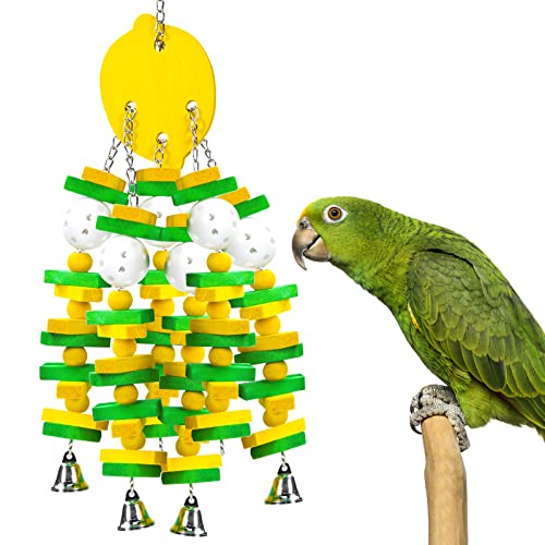 Large Bird Parrot Toys for Cockatoos African Grey Macaws Amazon Parrots (Yellow)