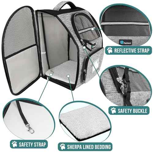 Dog Backpack Carrier Airline Approved Cat Pet Puppy Bag (Heather Gray)