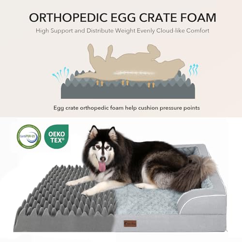 Orthopedic Dog Bed for Extra Large Dogs (Light Grey / 48.0"L x 30.0"W x 8.5"Th)