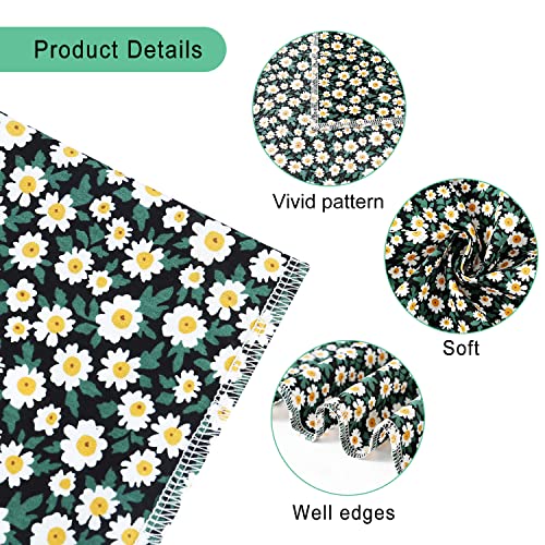 Dog Bandanas & Matching Scrunchie Set Girl Dog Scarf Bibs with Bow Scrunchie for Medium Large Dogs Pet Owner Gifts Flower Black (02-floral black / Large-set of 1)