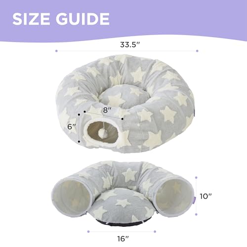 Lesure Donut Cute Jacquard Cat Tunnel Bed Kitten Toys for Puppy Bunny (Standard (33.5"L x 33.5"W x 10"H) / Galaxy Grey)