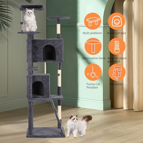 81" Cat Tree Tower (81in / Dark Gray)