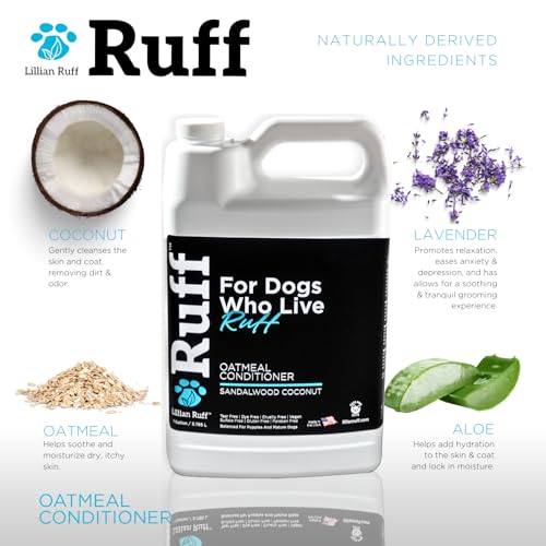Ruff by Lillian Ruff Sandalwood Coconut Oatmeal Conditioner for Dogs (Gallon With Pump)