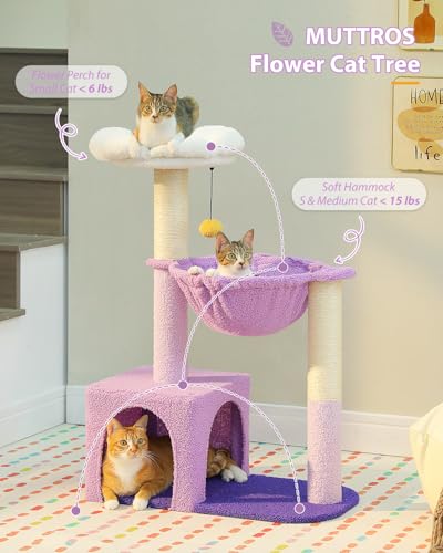 Purple Flower Cat Tree for Small Indoor Cats w (35" Upgraded Flower Cat Tree / Purple)