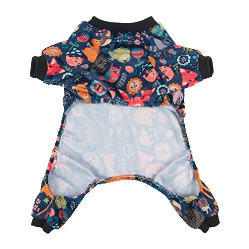Small Dogs Outfit Soft Puppy Onesies Pjs Dog Pajamas Pet Coat Cat Apparel Comfy Doggie Jumpsuit Bodysuit for All Seasons (A06-Forest family / Medium)