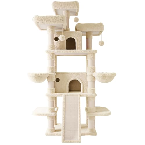 81 Inches Extra Large Cat Tree for Indoor Adult Cats (81in / Beige)