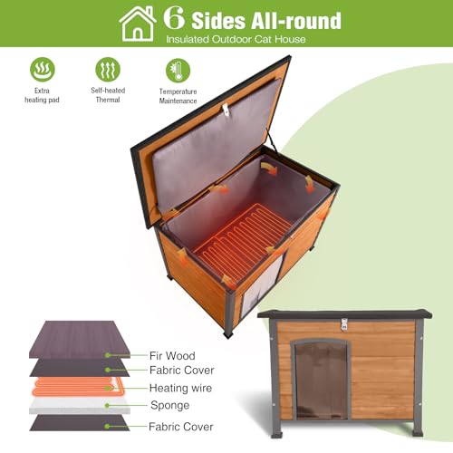 33.5" Heated Outdoor Dog House with Insulated Liner for Medium Breeds